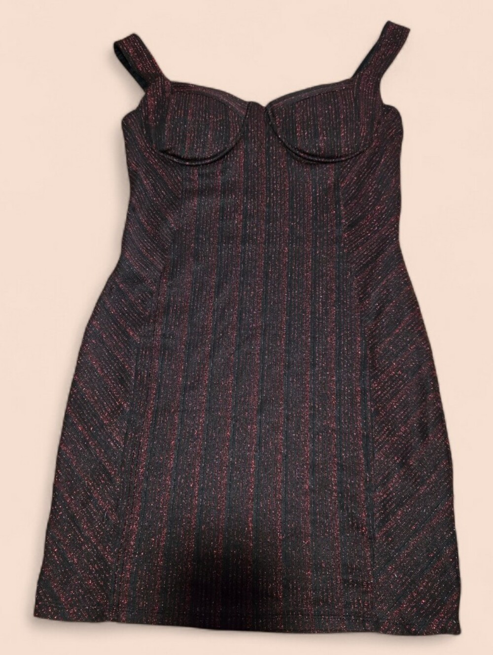 Iris Black V Top with Red Glitter Accents